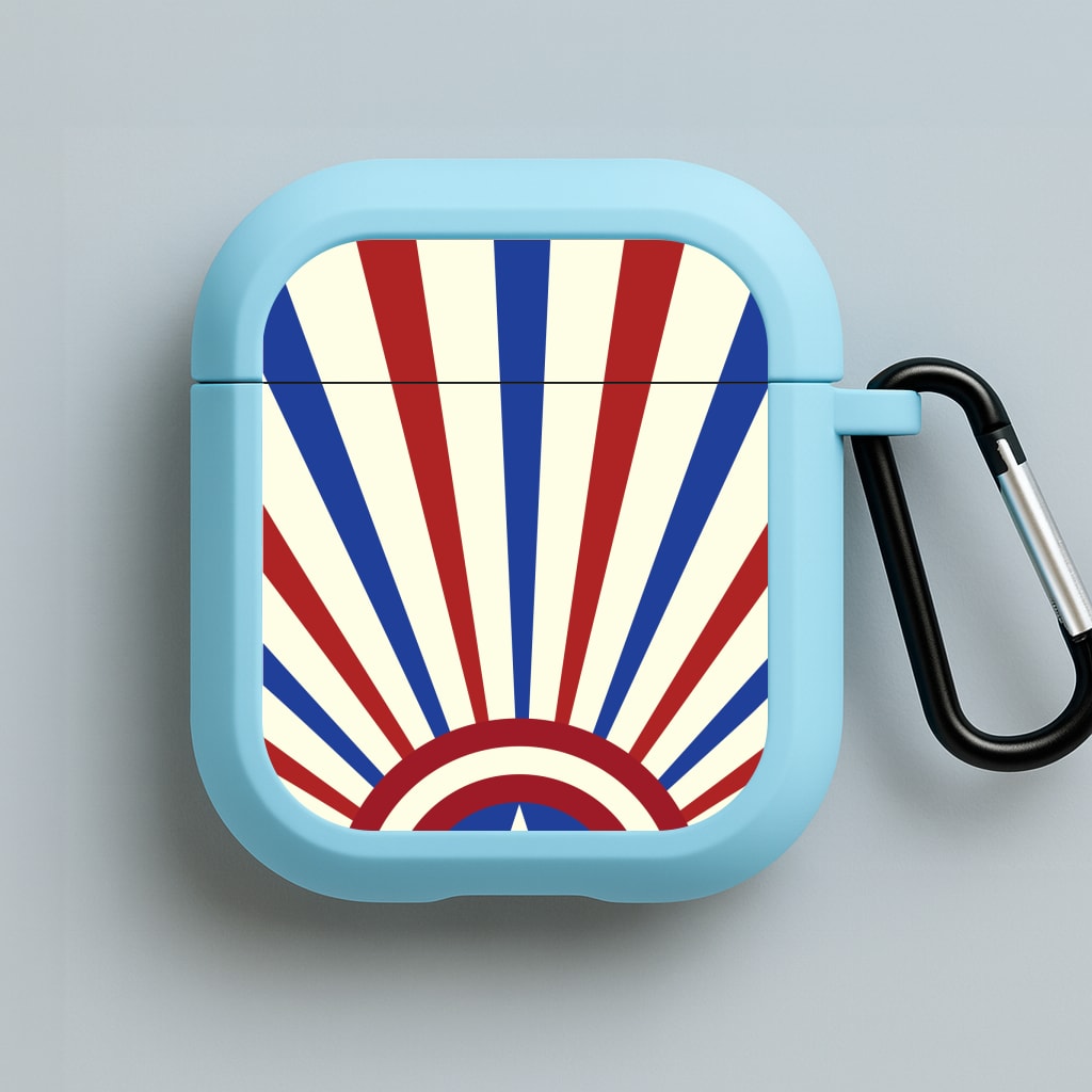 Shield And Stripes Blue AirPods Case
