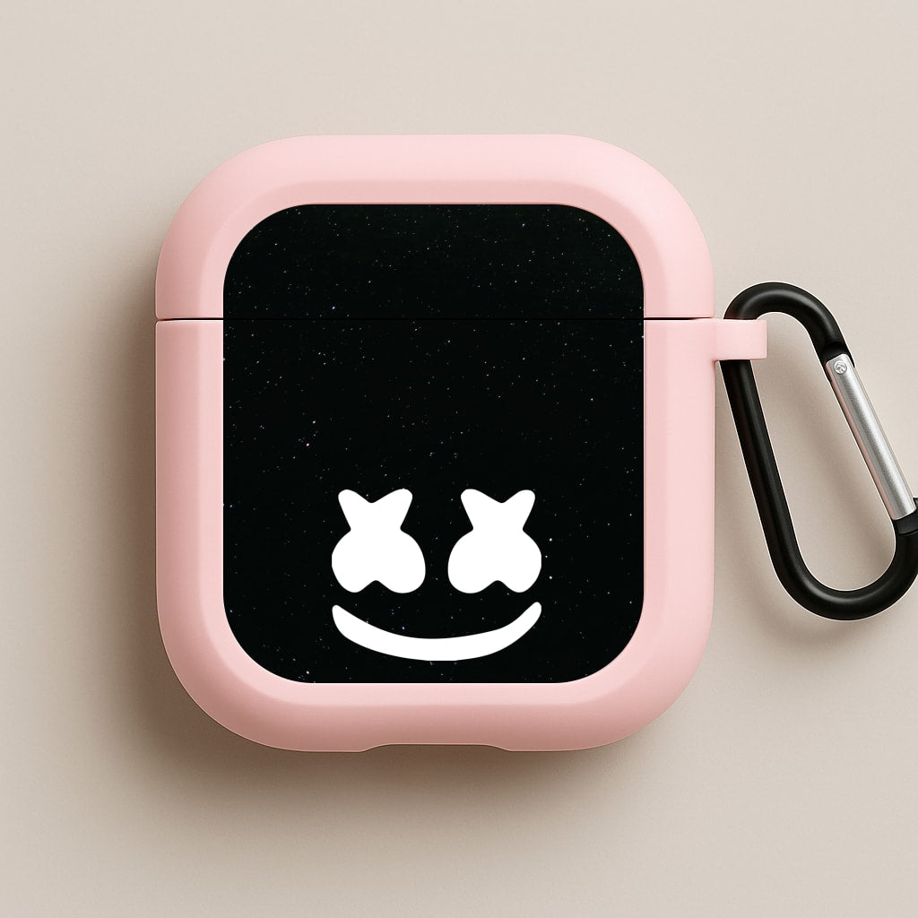 Black And White Helmet In Space  Pink AirPods Case