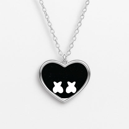 Black And White Helmet In Space  Heart Necklace