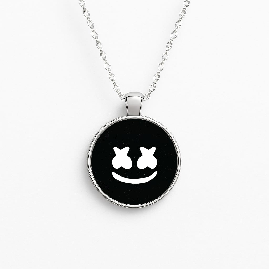 Black And White Helmet In Space  Necklace
