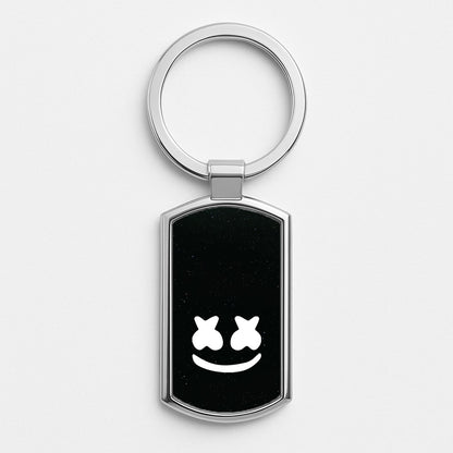 Black And White Helmet In Space  Silver Keyring