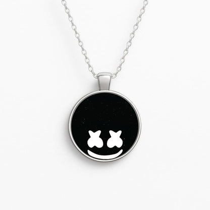 Black And White Helmet In Space  Circle Necklace