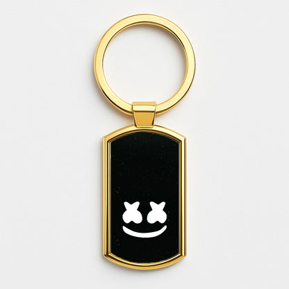 Black And White Helmet In Space  Gold Keyring