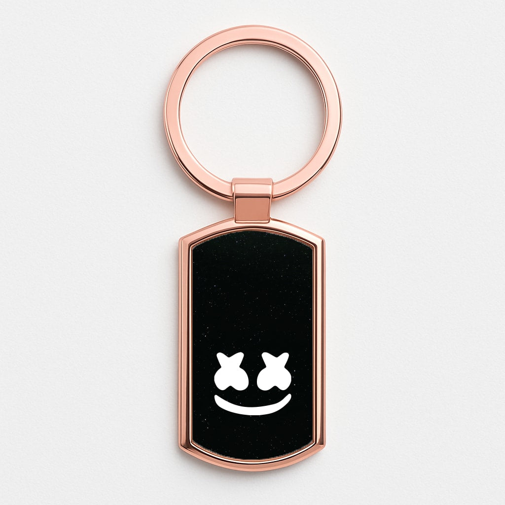 Black And White Helmet In Space  Rose Gold Keyring