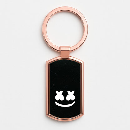 Black And White Helmet In Space  Rose Gold Keyring