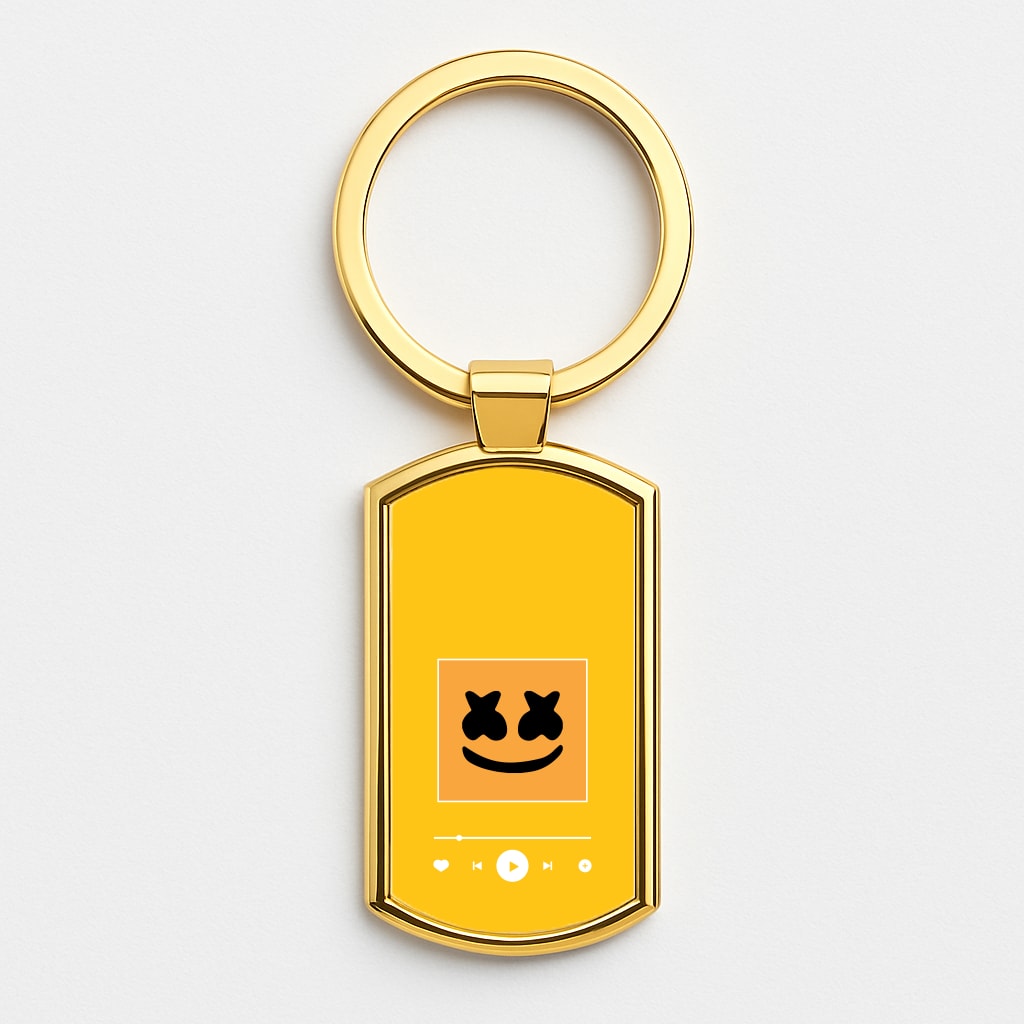 Helmet DJ Album Cover Gold Keyring