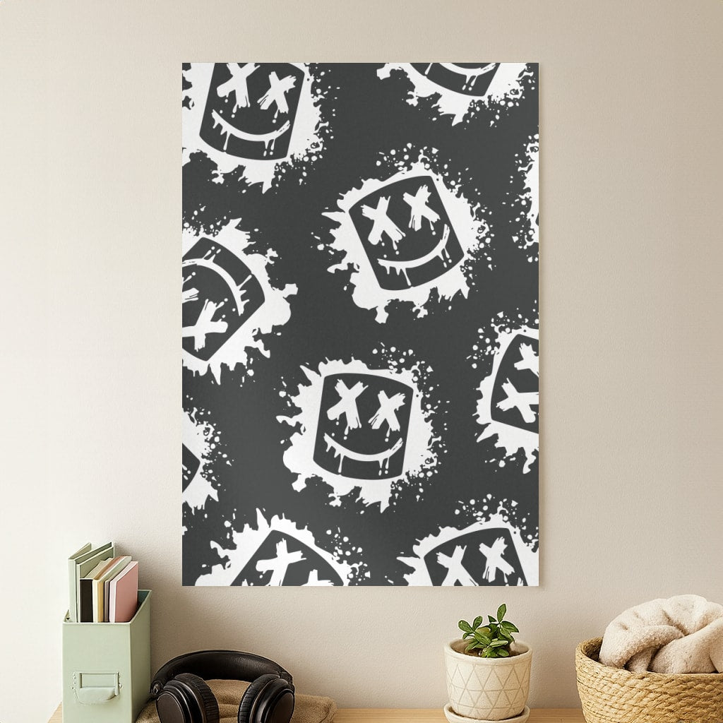 Black And White Helmet DJ Pattern Poster