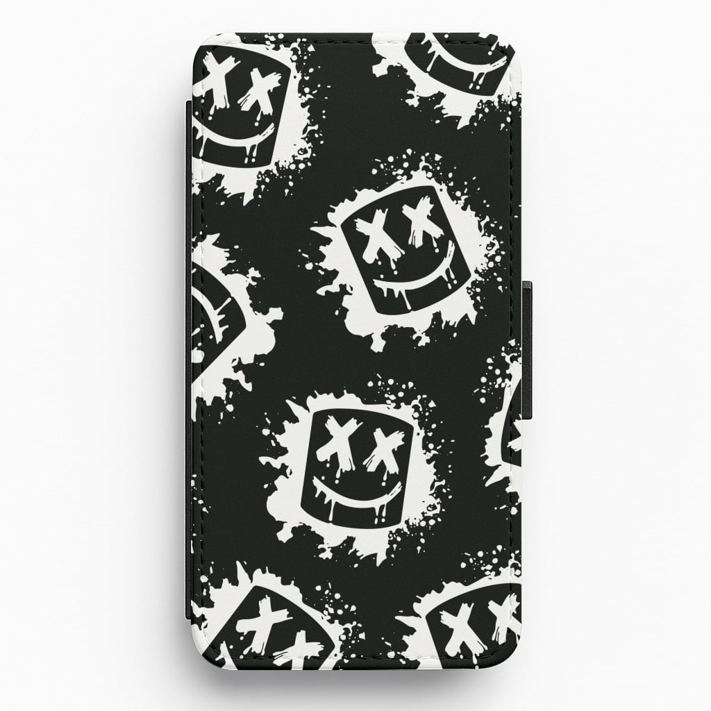 Black And White Helmet DJ Pattern Flip / Wallet Phone Case