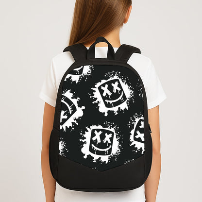 Black And White Helmet DJ Pattern Large School Bag