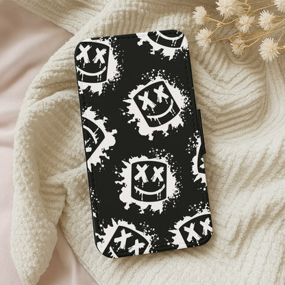 Black And White Helmet DJ Pattern Wallet Phone Case