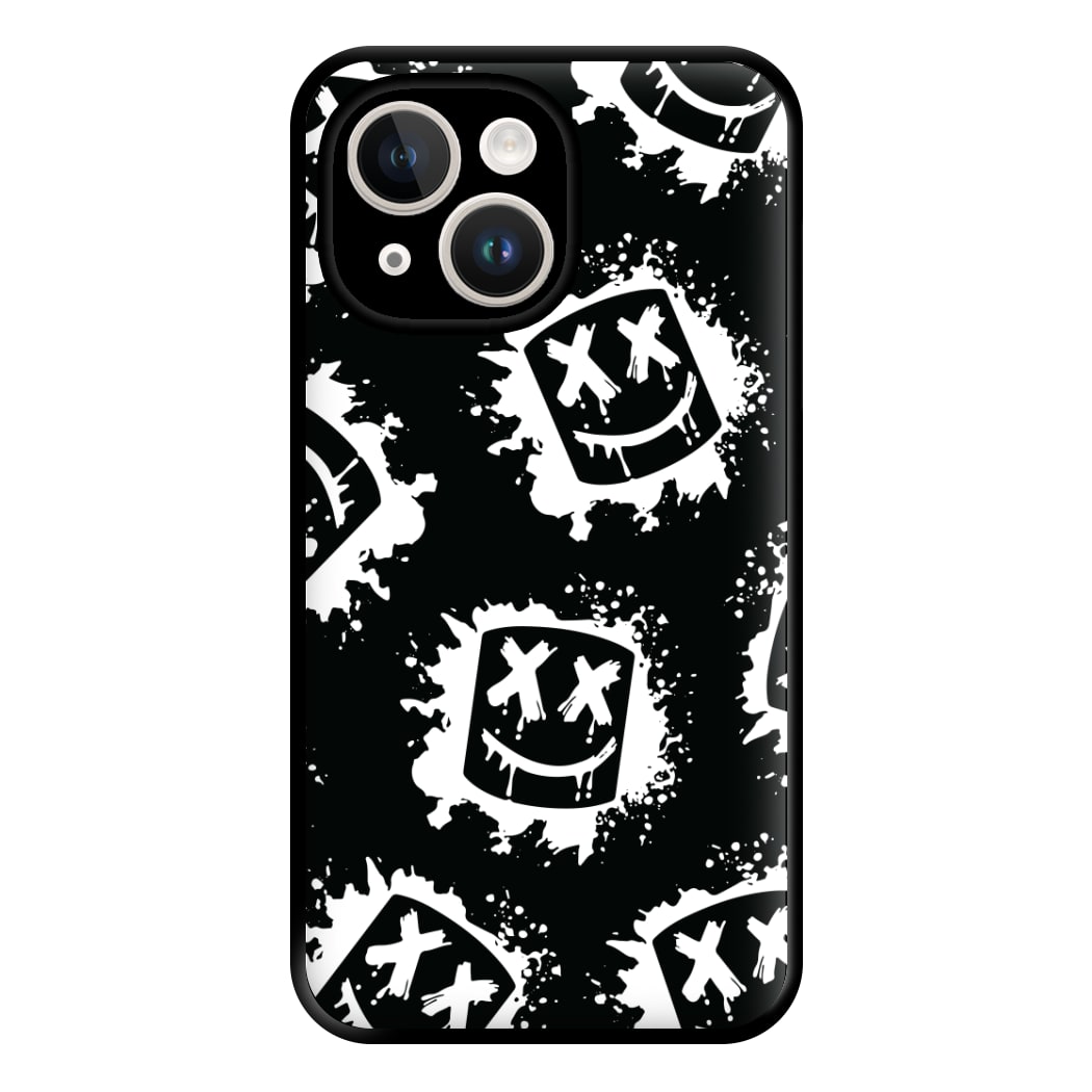 Black And White Helmet DJ Pattern Phone Case for iPhone 14 Plus