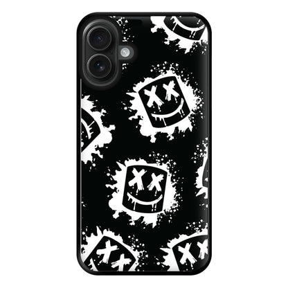 Black And White Helmet DJ Pattern Phone Case for iPhone 16 Plus