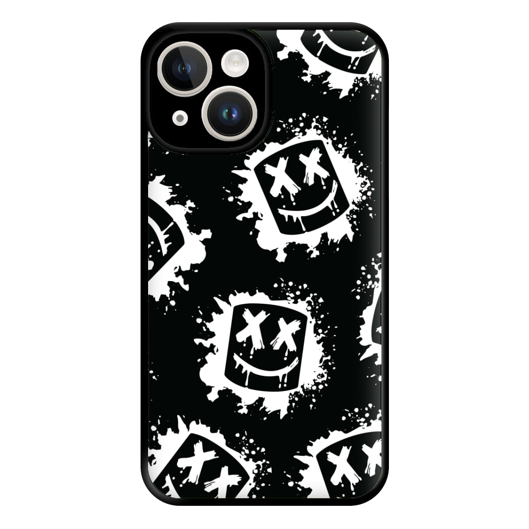 Black And White Helmet DJ Pattern Phone Case for iPhone 14