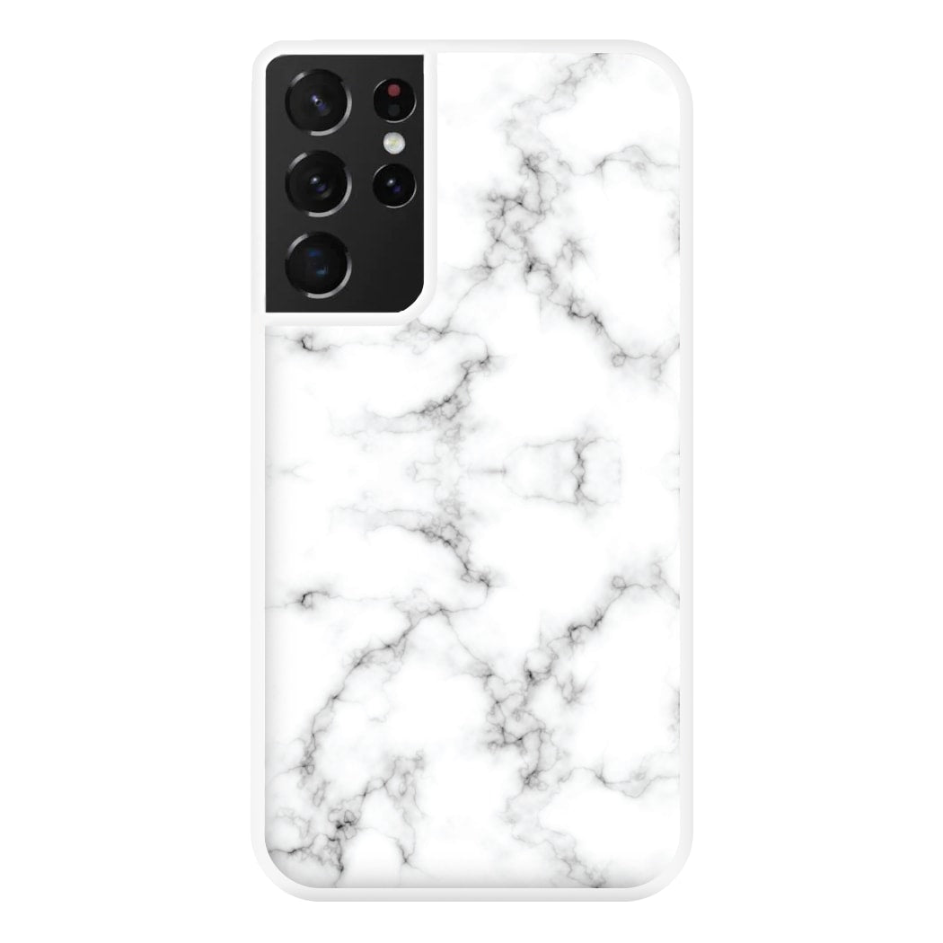 White Marbled  Phone Case for Galaxy S21 Ultra