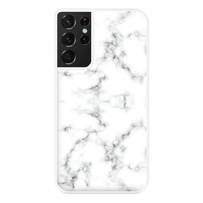 White Marbled  Phone Case for Galaxy S21 Ultra