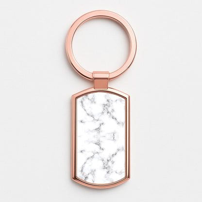 White Marbled  Rose Gold Keyring