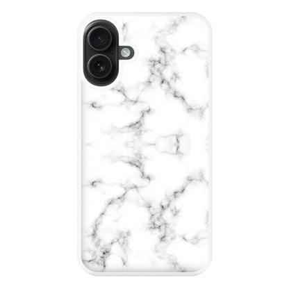White Marbled  Phone Case for iPhone 16 Plus