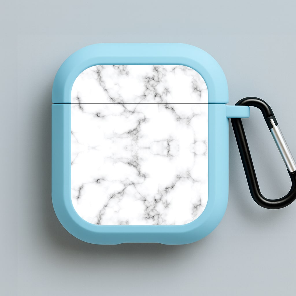 White Marbled  Blue AirPods Case