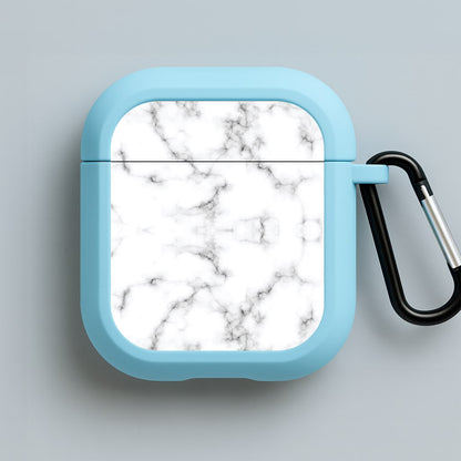 White Marbled  Blue AirPods Case