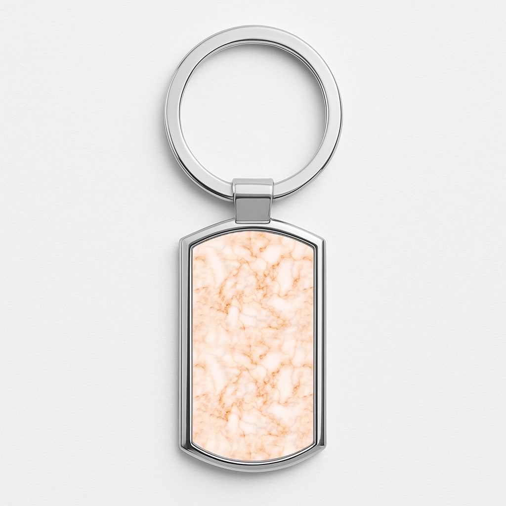 Rose Gold Marble Silver Keyring