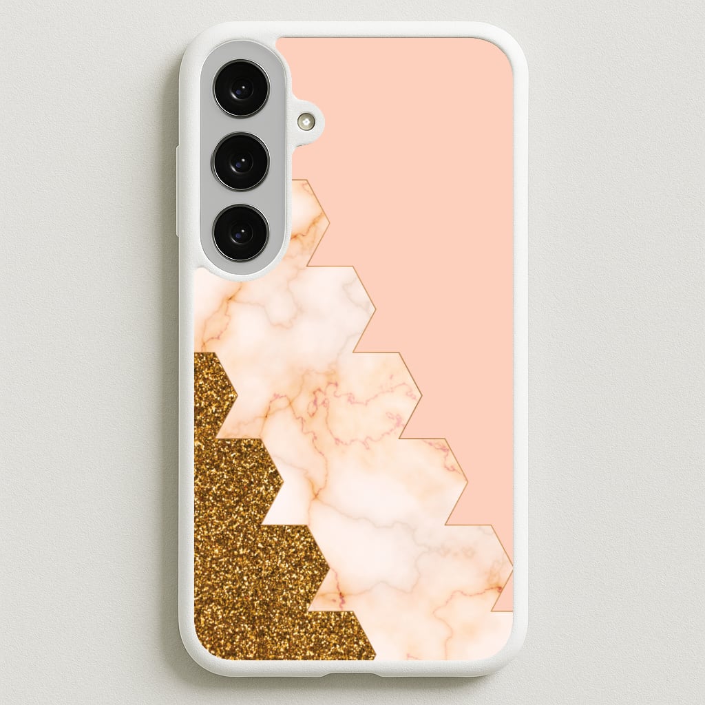 Glitter And Marble Geometric Phone Case for Galaxy S25FE