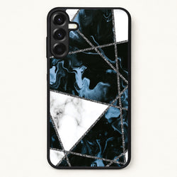 Dark Blue Marble And Silver Collage Phone Case for Galaxy A37