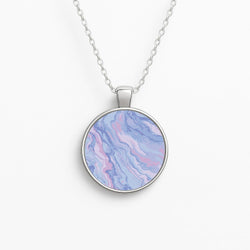 Purple Cloudy Marble Circle Necklace