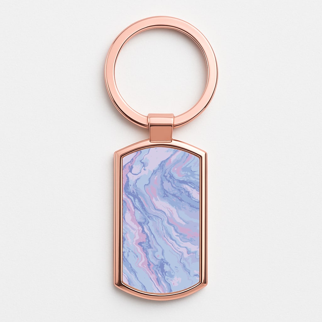 Purple Cloudy Marble Rose Gold Keyring