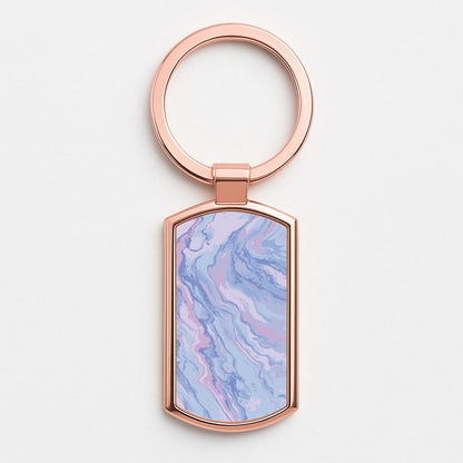 Purple Cloudy Marble Rose Gold Keyring