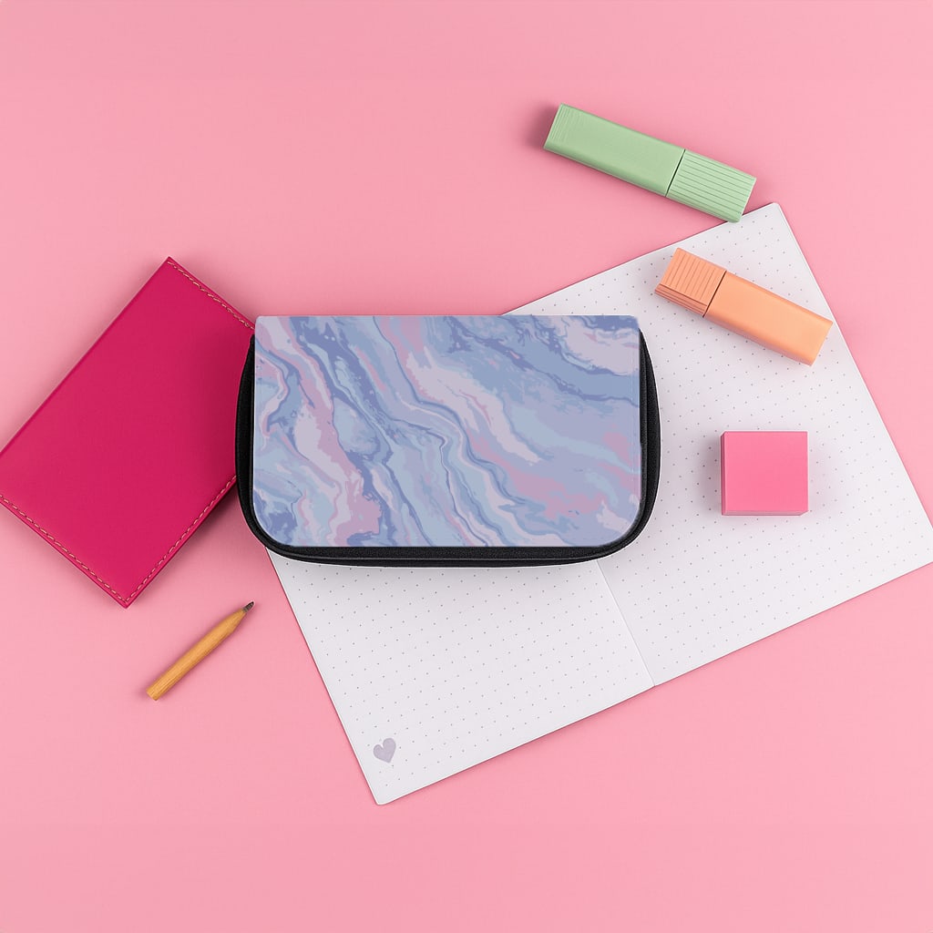 Purple Cloudy Marble Pencil Case