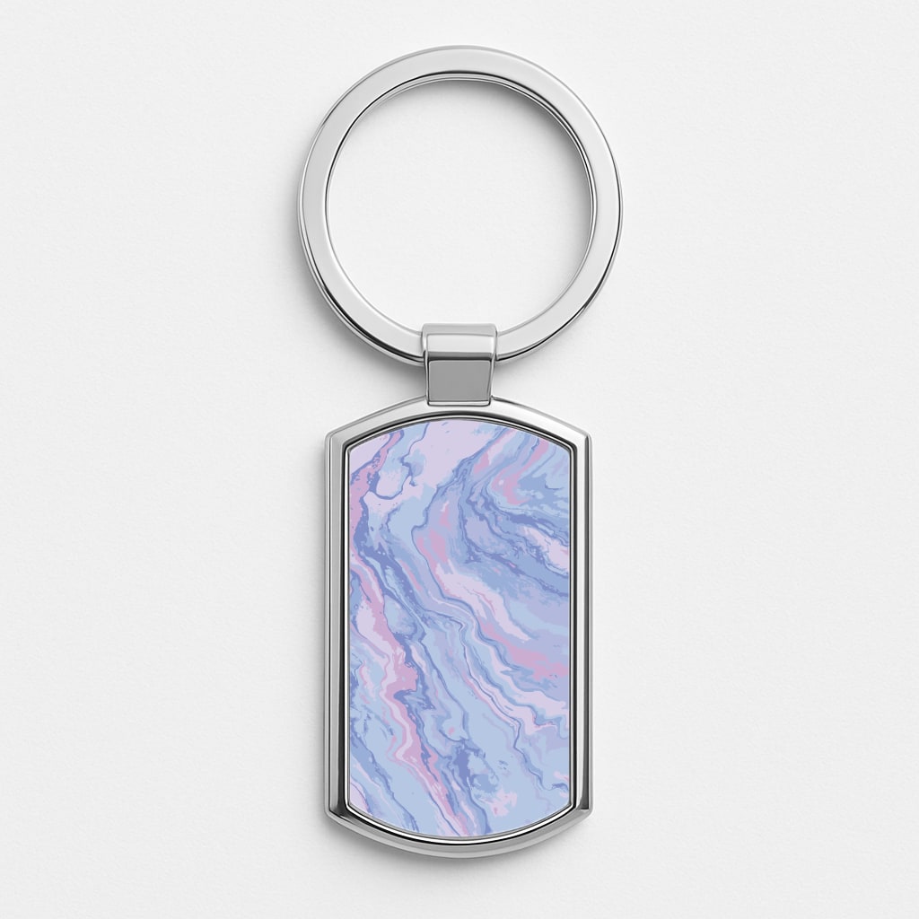 Purple Cloudy Marble Silver Keyring