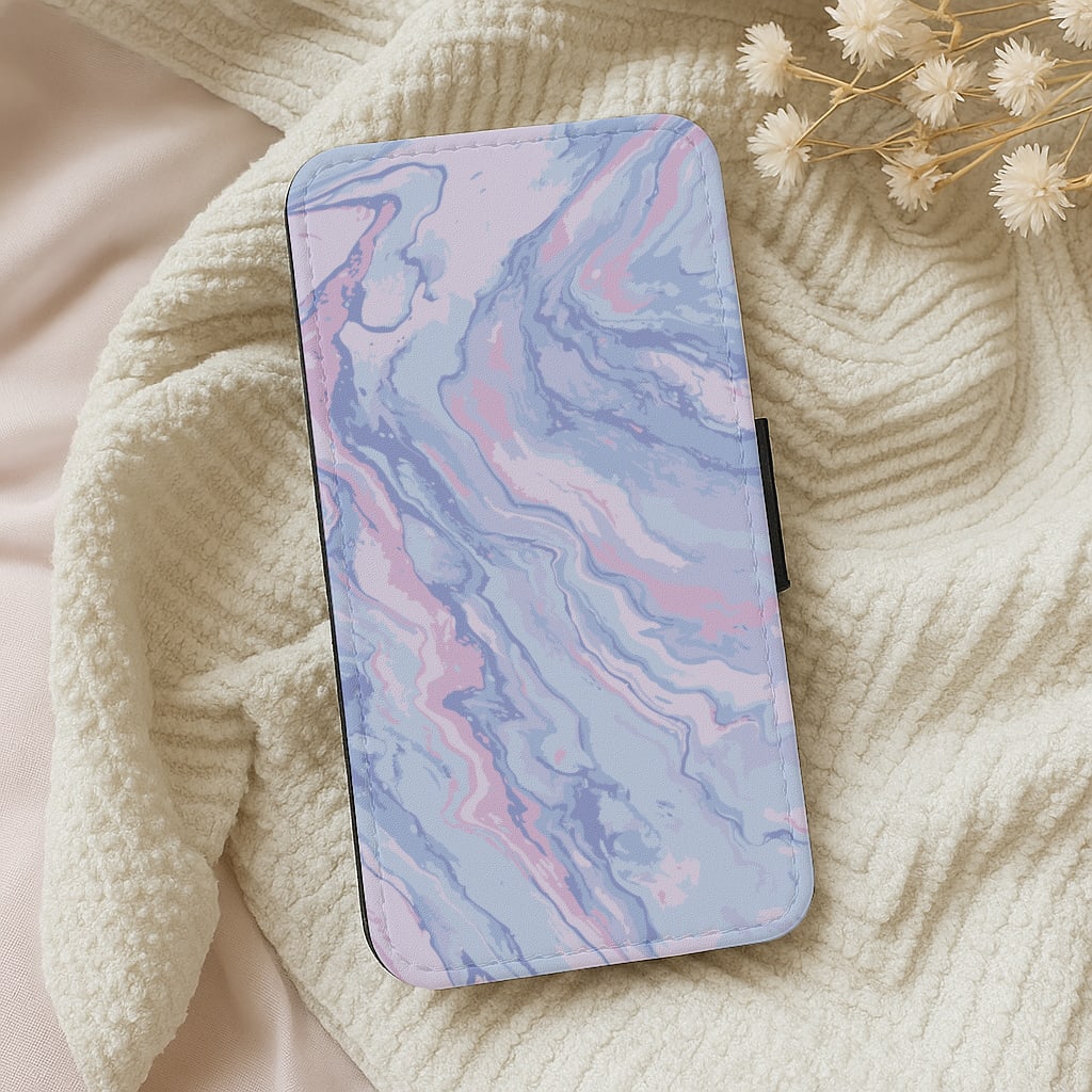 Purple Cloudy Marble Wallet Phone Case