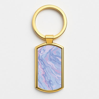 Purple Cloudy Marble Gold Keyring