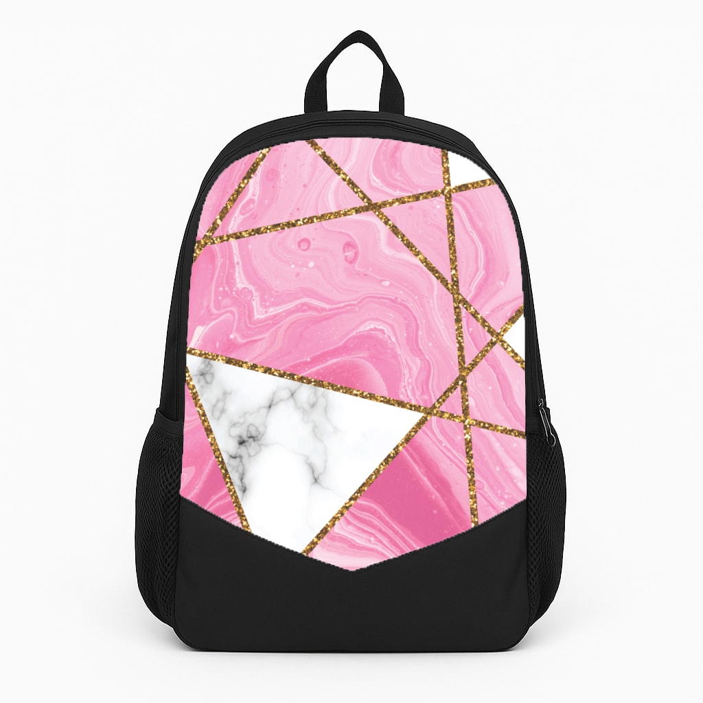 Pink Marble And Gold Collage Backpack