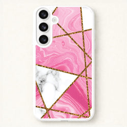 Pink Marble And Gold Collage Phone Case for Galaxy S26