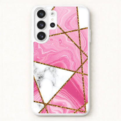 Pink Marble And Gold Collage Phone Case for Galaxy S26 Ultra