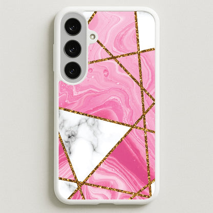 Pink Marble And Gold Collage Phone Case for Galaxy S25FE