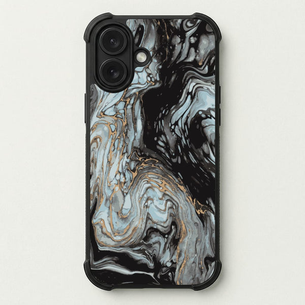 Black And Gold Cloudy Marble Phone Case — Bumper case