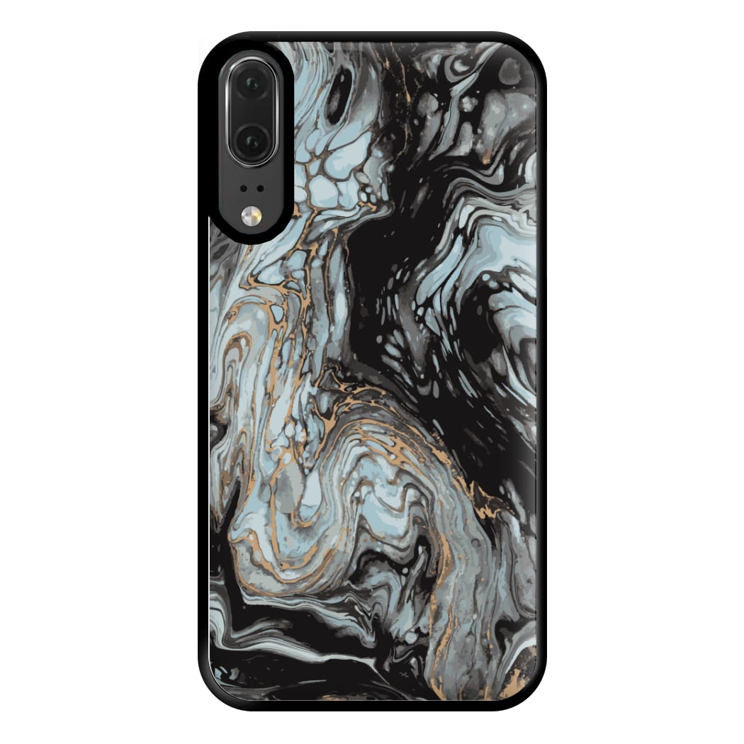 Black And Gold Cloudy Marble Phone Case for Huawei P20