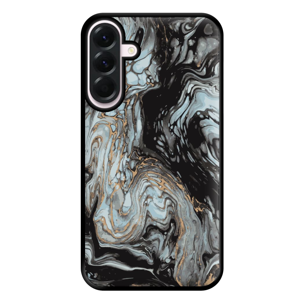 Black And Gold Cloudy Marble Phone Case for Galaxy A36