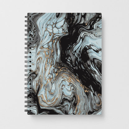 Black And Gold Cloudy Marble Notebook