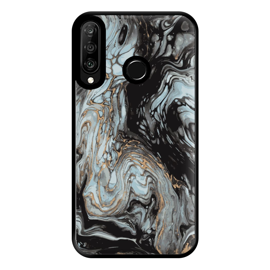 Black And Gold Cloudy Marble Phone Case for Huawei P30 Lite