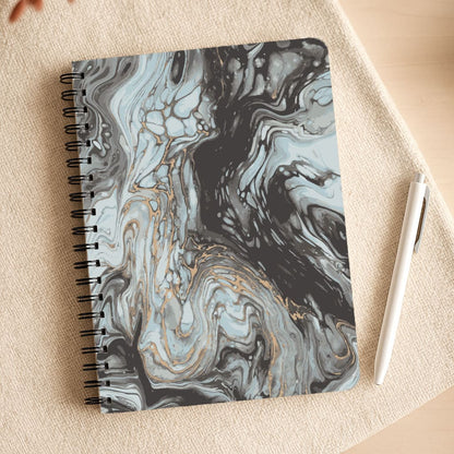 Black And Gold Cloudy Marble Notepad