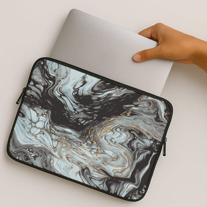 Black And Gold Cloudy Marble MacBook Case