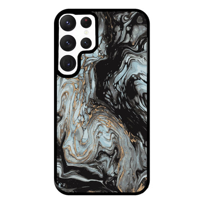 Black And Gold Cloudy Marble Phone Case for Galaxy S22 Ultra