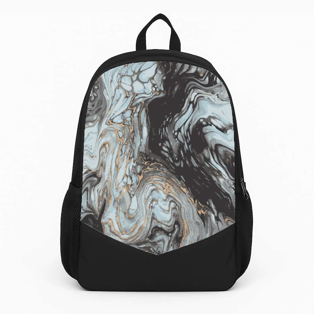 Black And Gold Cloudy Marble Backpack