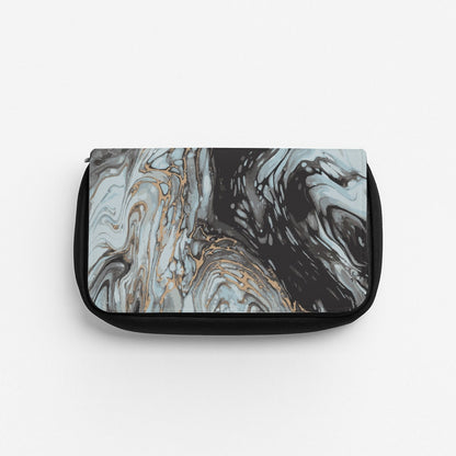 Black And Gold Cloudy Marble Pencil Case