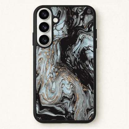 Black And Gold Cloudy Marble Phone Case for Galaxy S26 Plus