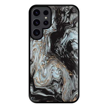 Black And Gold Cloudy Marble Phone Case for Galaxy S23 Ultra