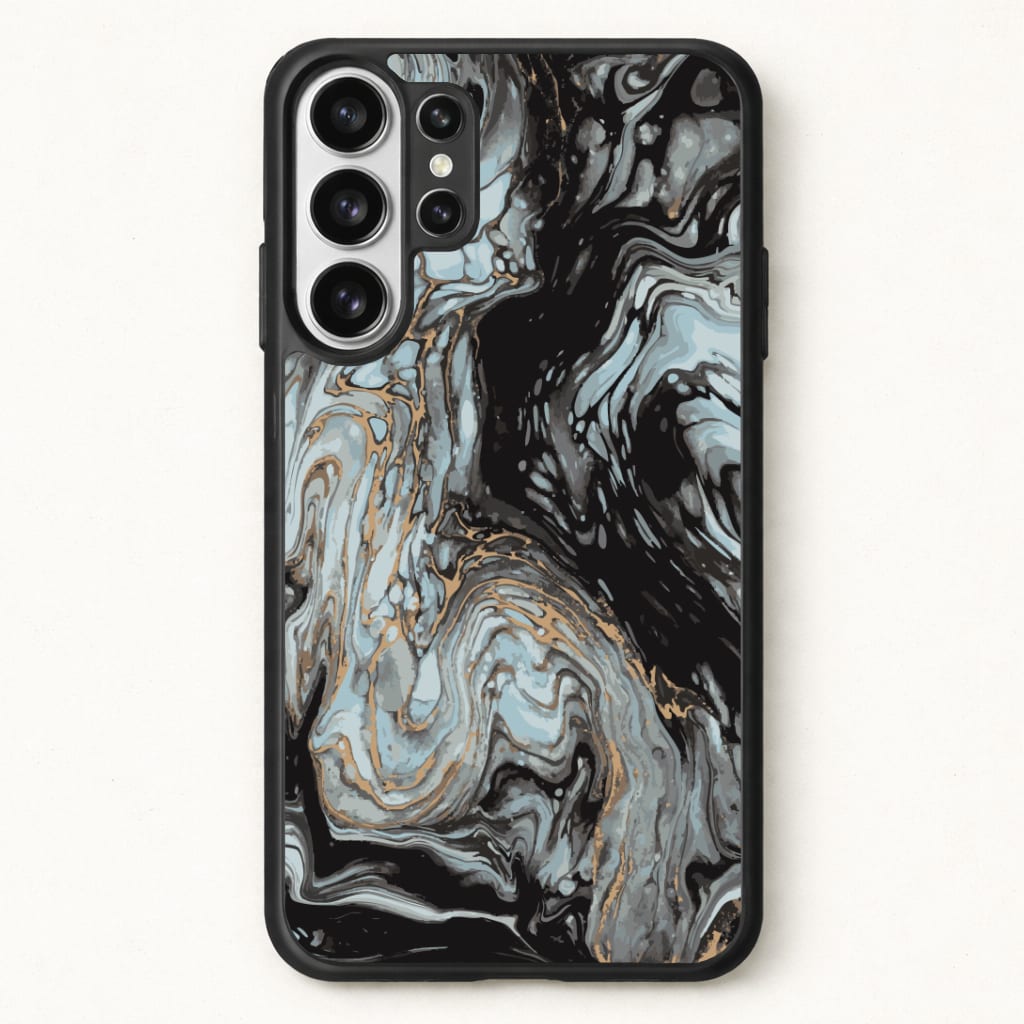 Black And Gold Cloudy Marble Phone Case for Galaxy S26 Ultra